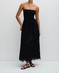 Matteau - Strapless Knit And Broderie Dress