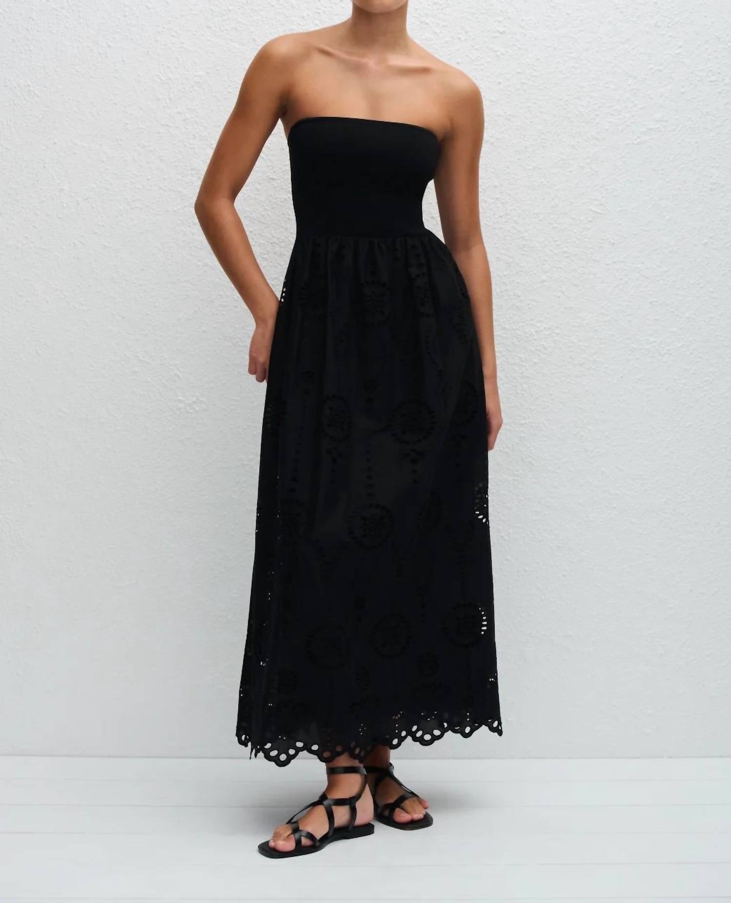 Matteau - Strapless Knit And Broderie Dress