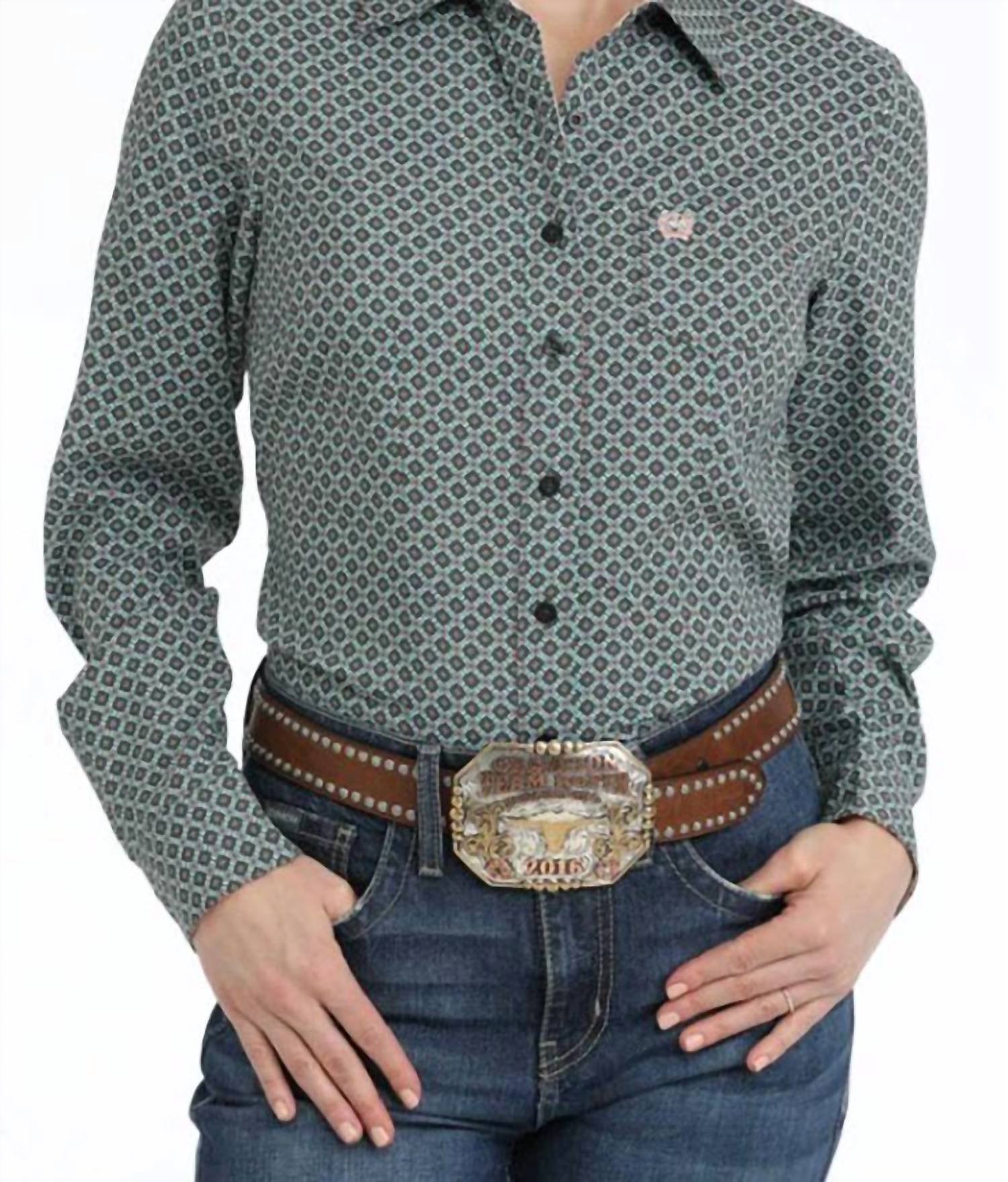 CINCH Women's Button Down Printed Shirt in grey - women's shirt