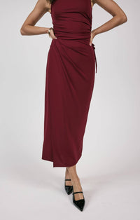 Sage The Label - Fiery Spirit Pleated Overlap Knit Midi Skirt