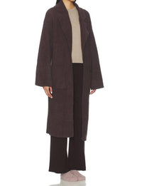 BAREFOOT DREAMS Cozychic Cotton Rib Long Coat in umber - women's jacket - detail view