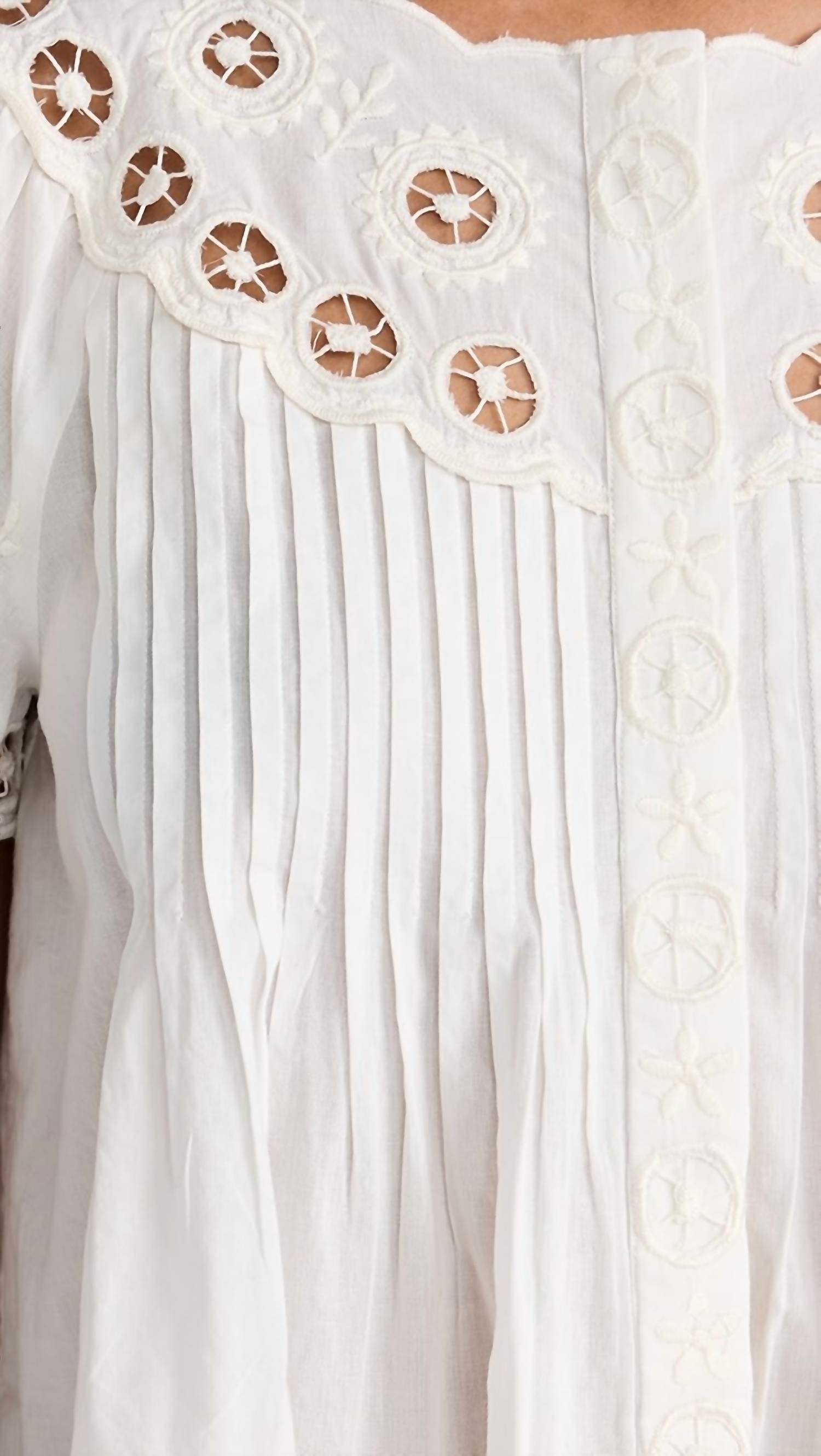 SEA Arabella Embroidery Flutter Sleeve Tank Top in cream - women's tank top - view 4