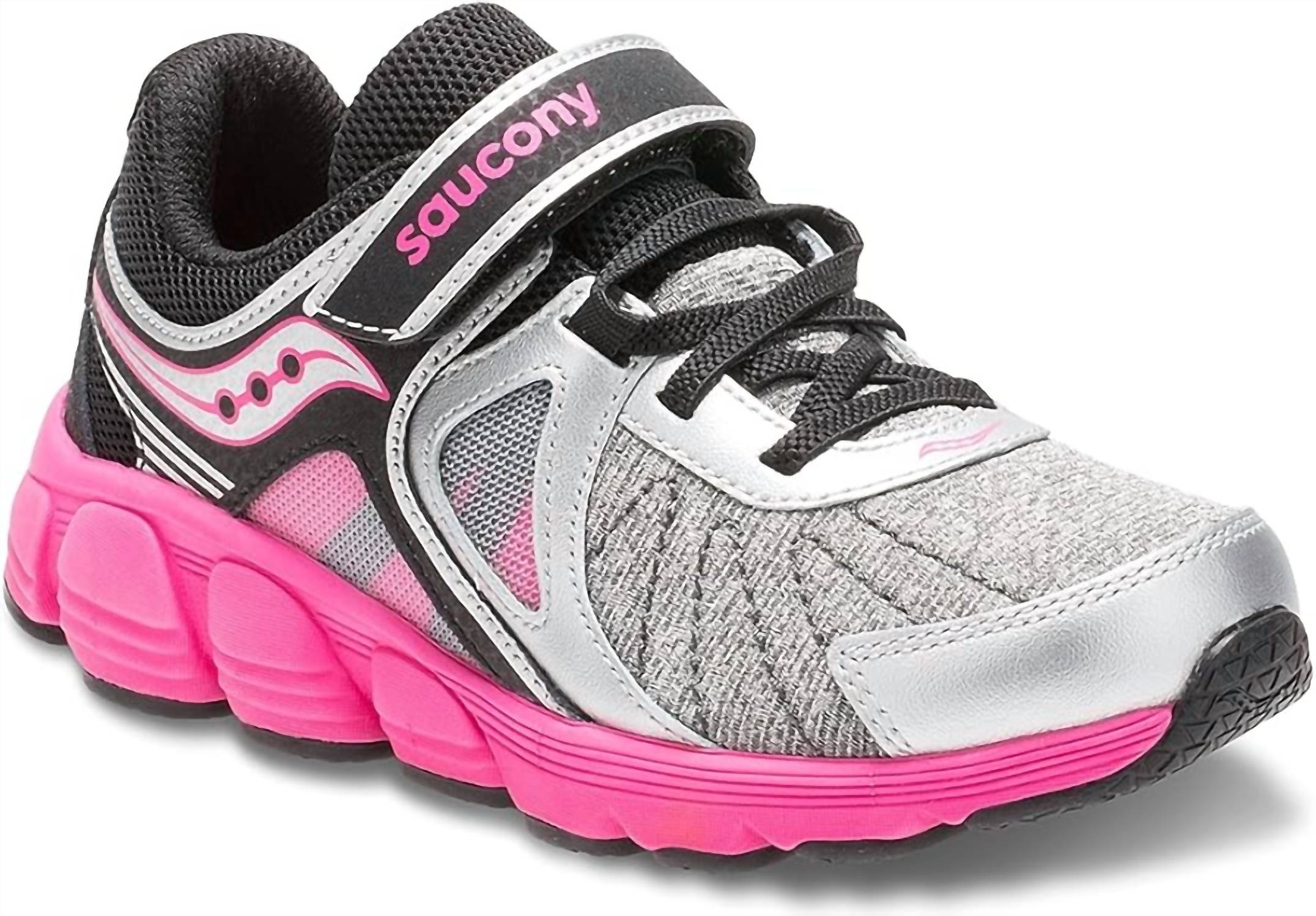 SAUCONY Little Kid's Sy-g Kotaro 3 Sneaker in silver black pink - kids' sneaker
