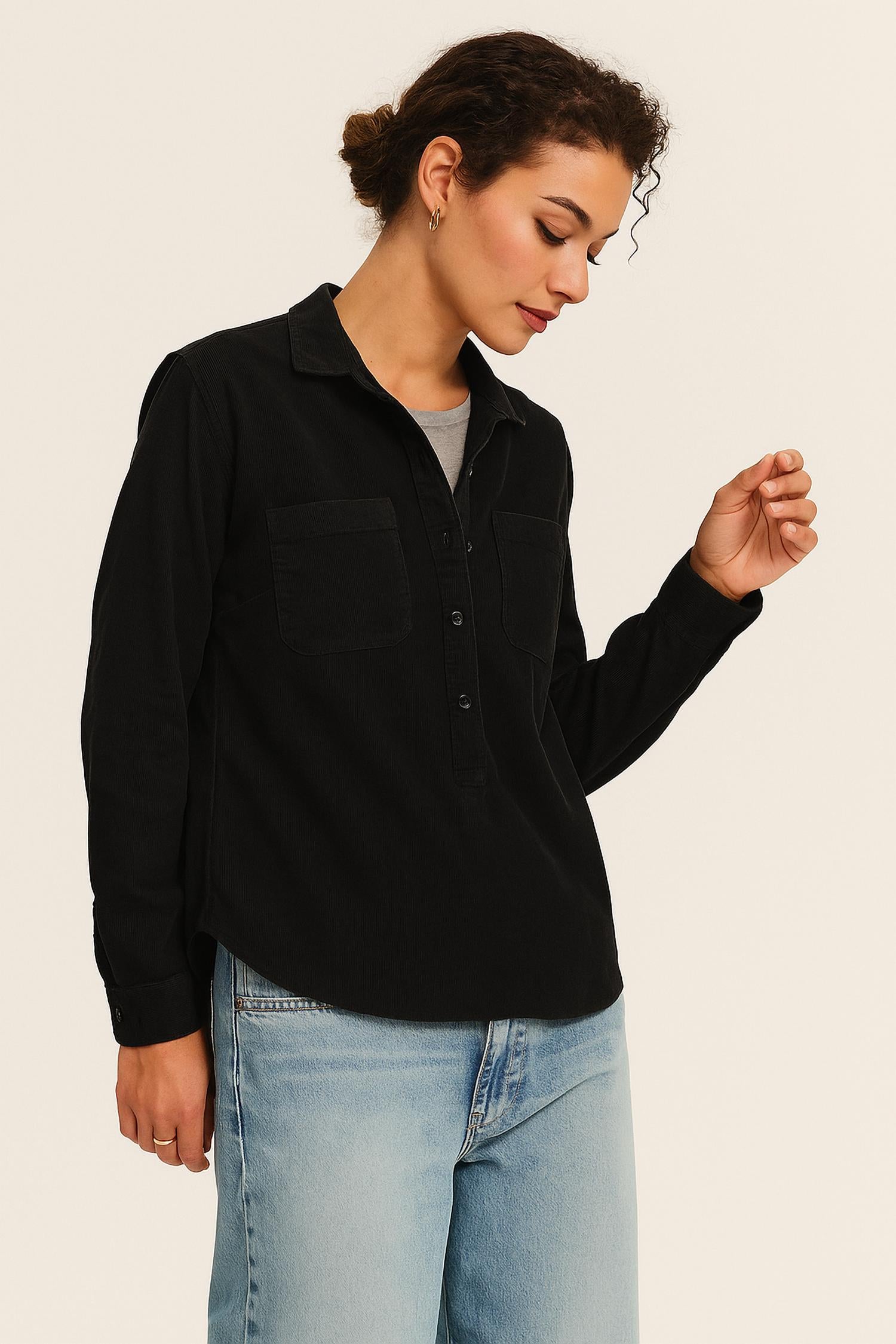 Velvet By Graham & Spencer - Arielle Corduroy Half-button Shirt