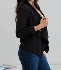 Blu Pepper - Women's Rouched Three Quarter Open Front Blazer