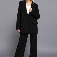 Another Love Baylor Notched Collar Long Sleeve Blazer in black - women's jacket