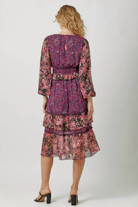 mystree Floral Fix Midi Dress in burgundy - women's dress - alternate view
