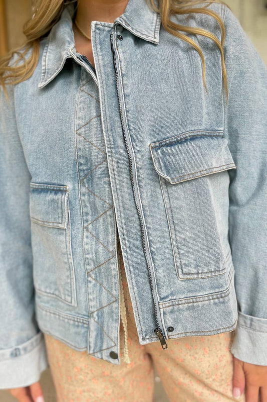 Entro - Denim Zip Front Jacket