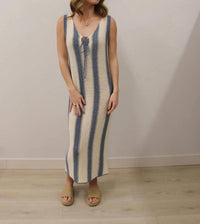 Mustard Seed - Knit Deep V-neck Tie Front Midi Dress