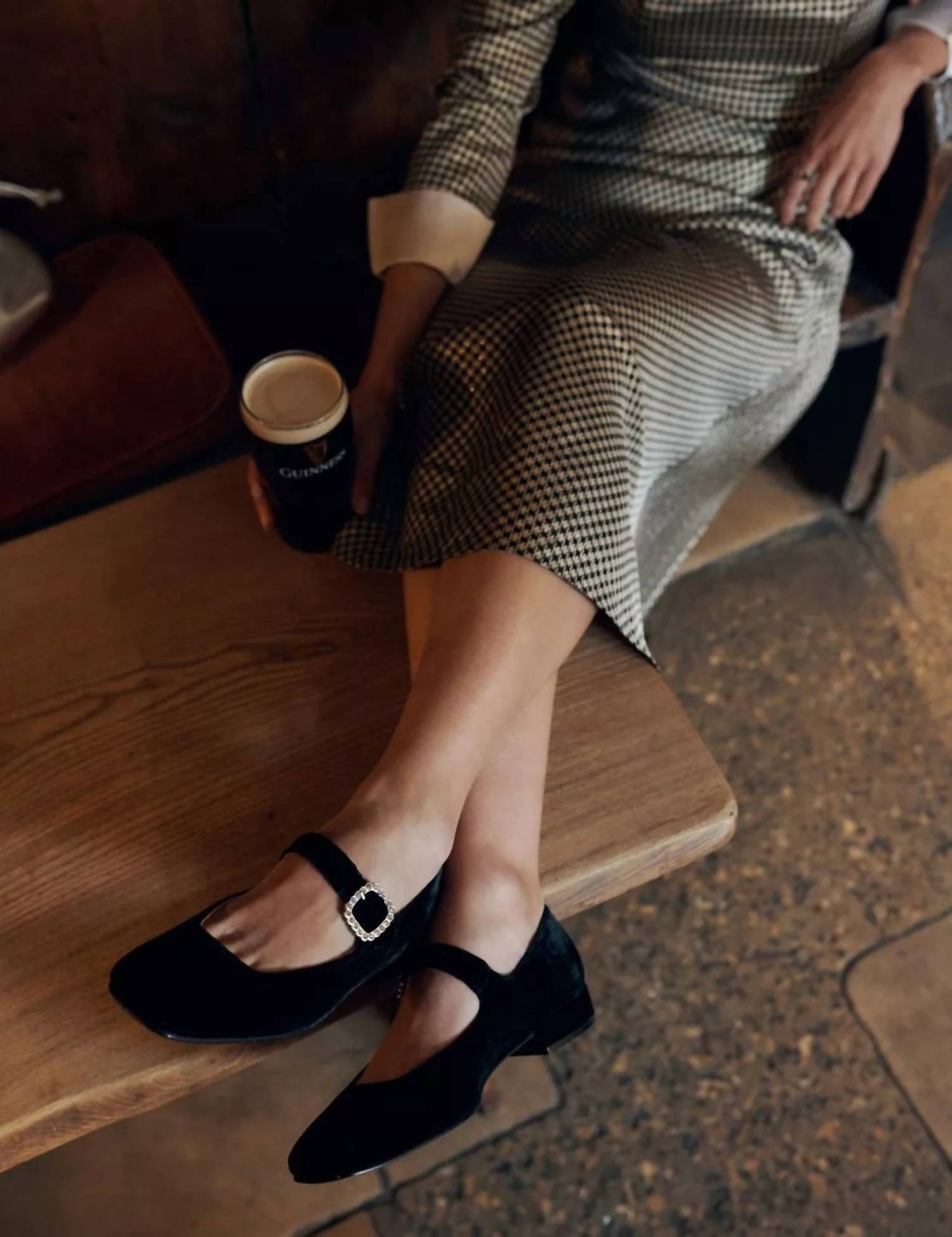 PENELOPE CHILVERS Women’s Low Mary Jane Diamante Velvet Shoes in black - women's flats - view 11