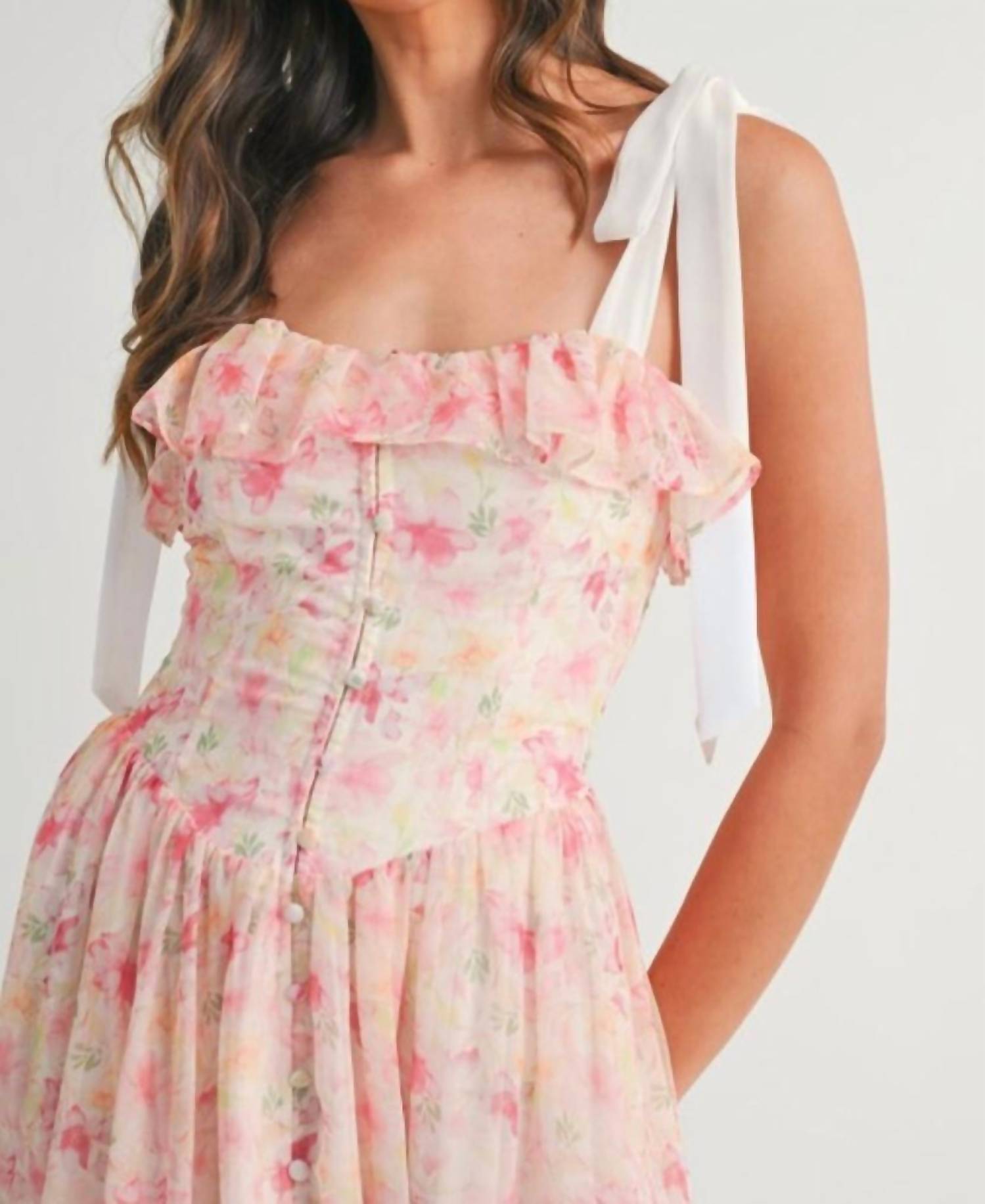 Mable - Women's Sweet & Sunny Floral Printed Midi Dress
