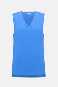 Joseph Ribkoff - Rayon Jersey Sleeveless Straight Top With Sheer Trim