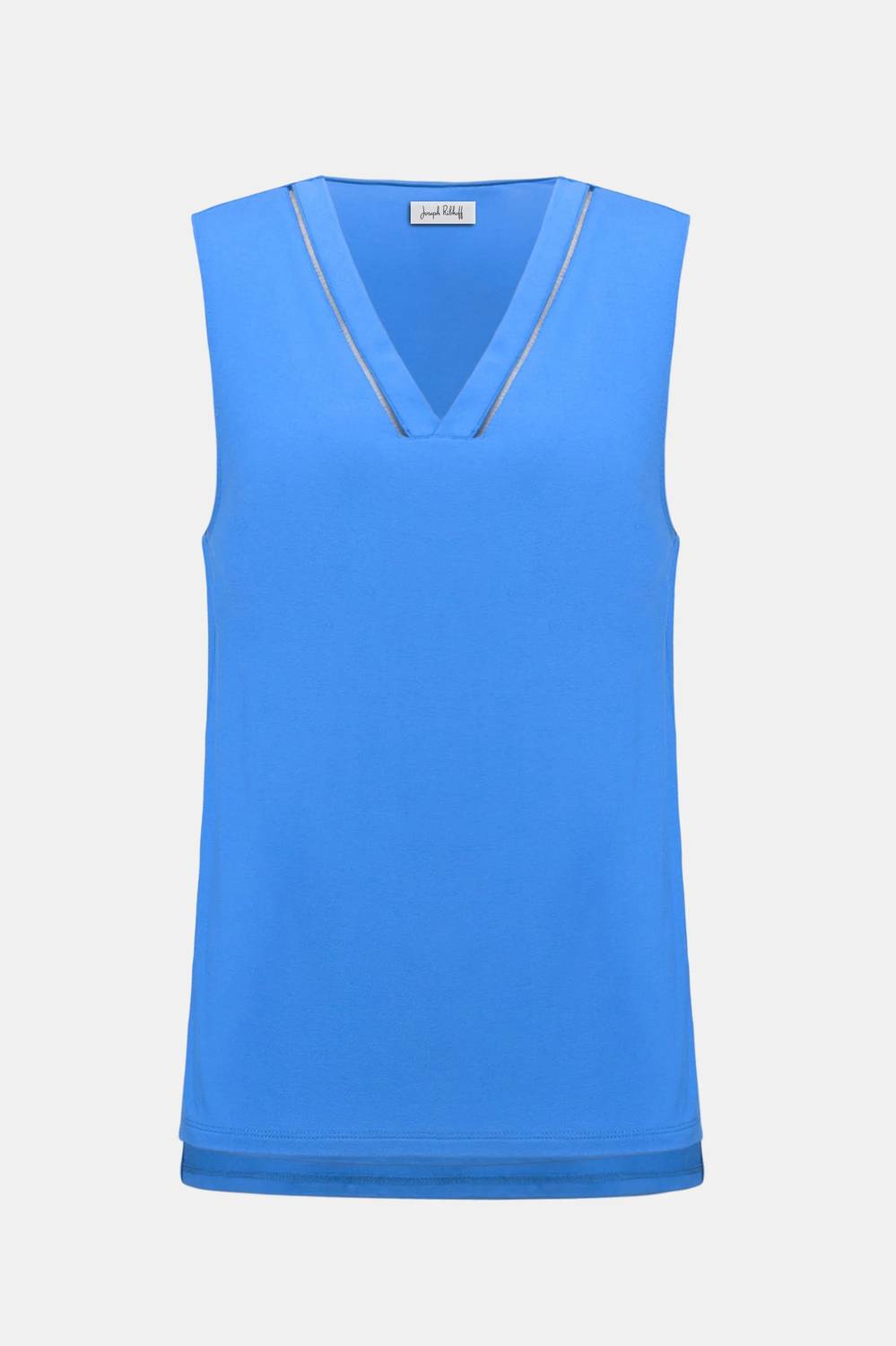 Joseph Ribkoff - Rayon Jersey Sleeveless Straight Top With Sheer Trim