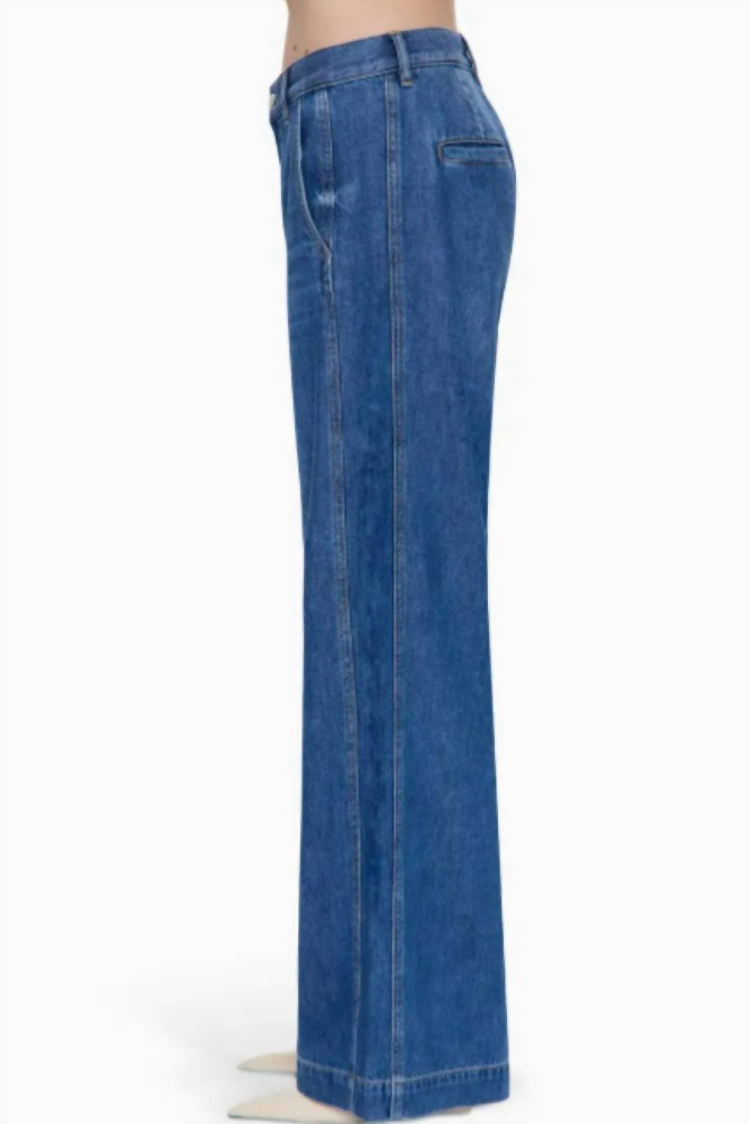 PISTOLA Jadyn Seamed Low Slung Palazzo Jean in imagine - women's jeans - detail view