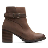 Clarks Women's Clarkwell Hall Ankle Boot in taupe nubuck - women's shoe - detail view