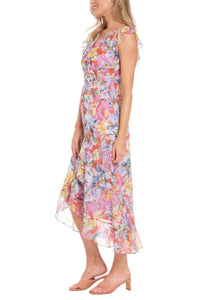 London Times - Floral Print Hi-Lo Maxi Dress