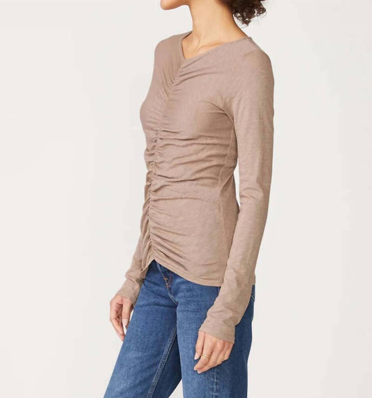 Stateside - Supima Slub Shirred Long Sleeve Top