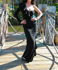 Little Secret Of Mine - One Shoulder Drape Dress