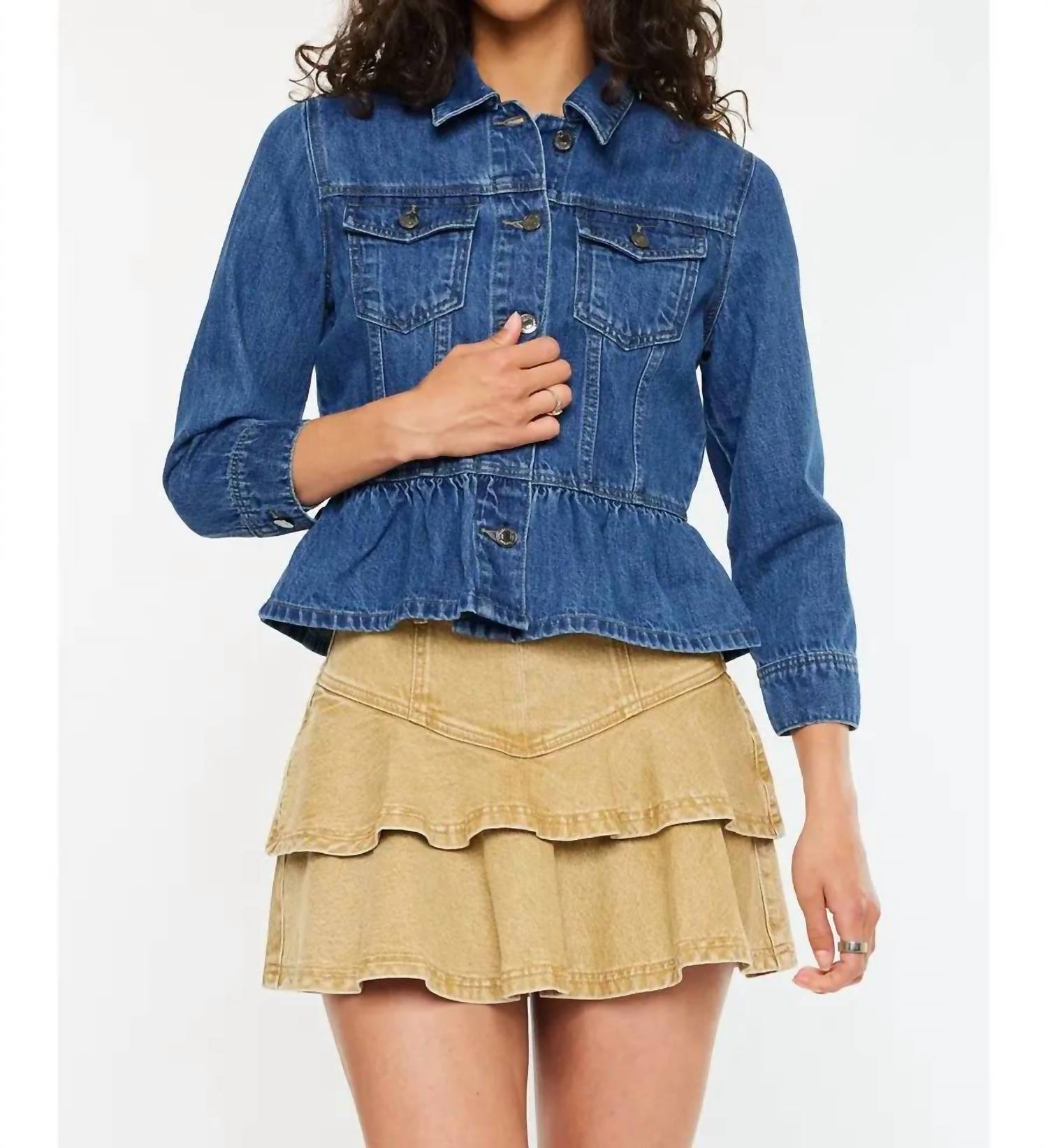 Kancan - CLASSIC FIT PEPLUM DENIM JACKET