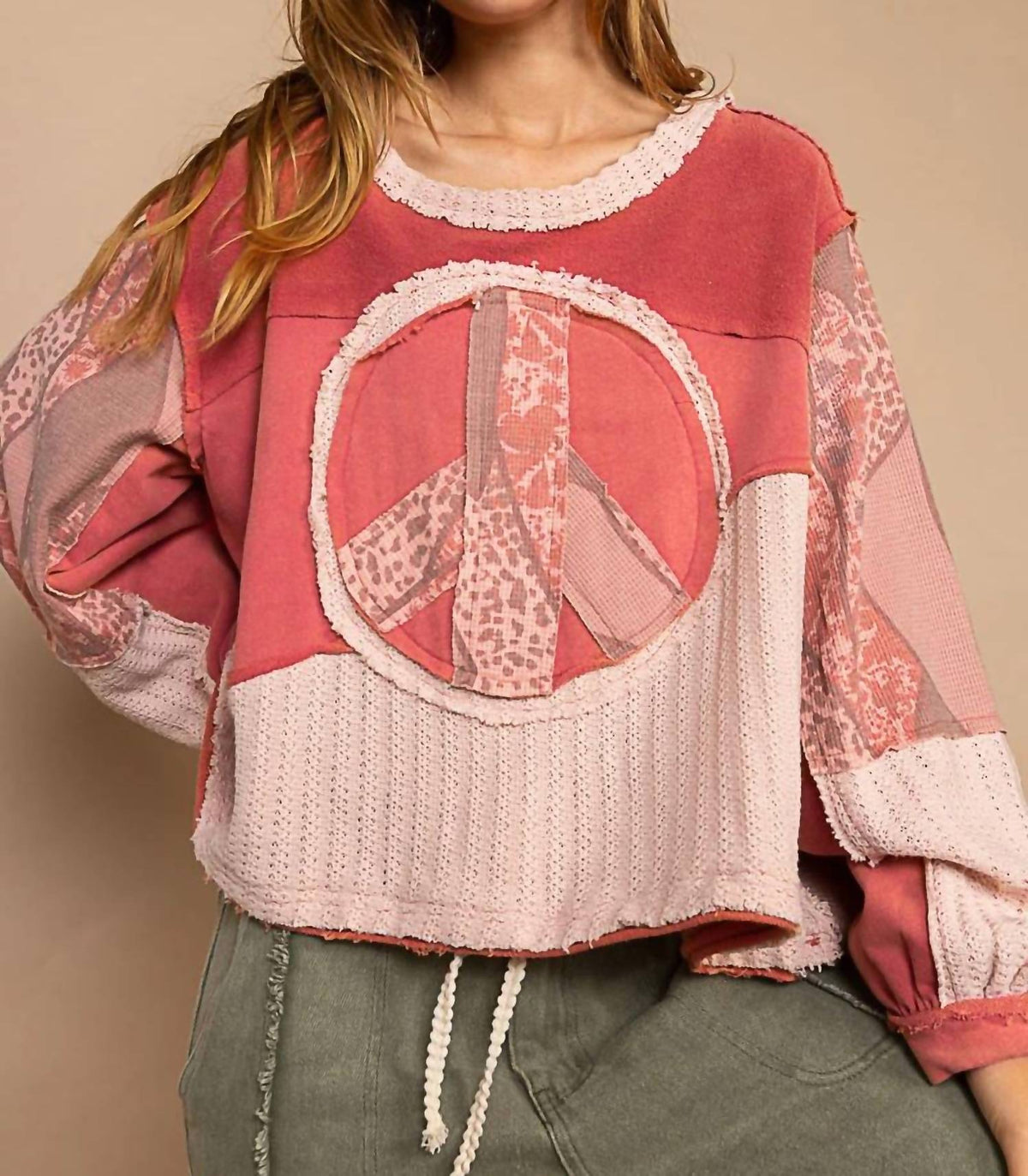 Pol - Oversized Peace French Terry Sweater