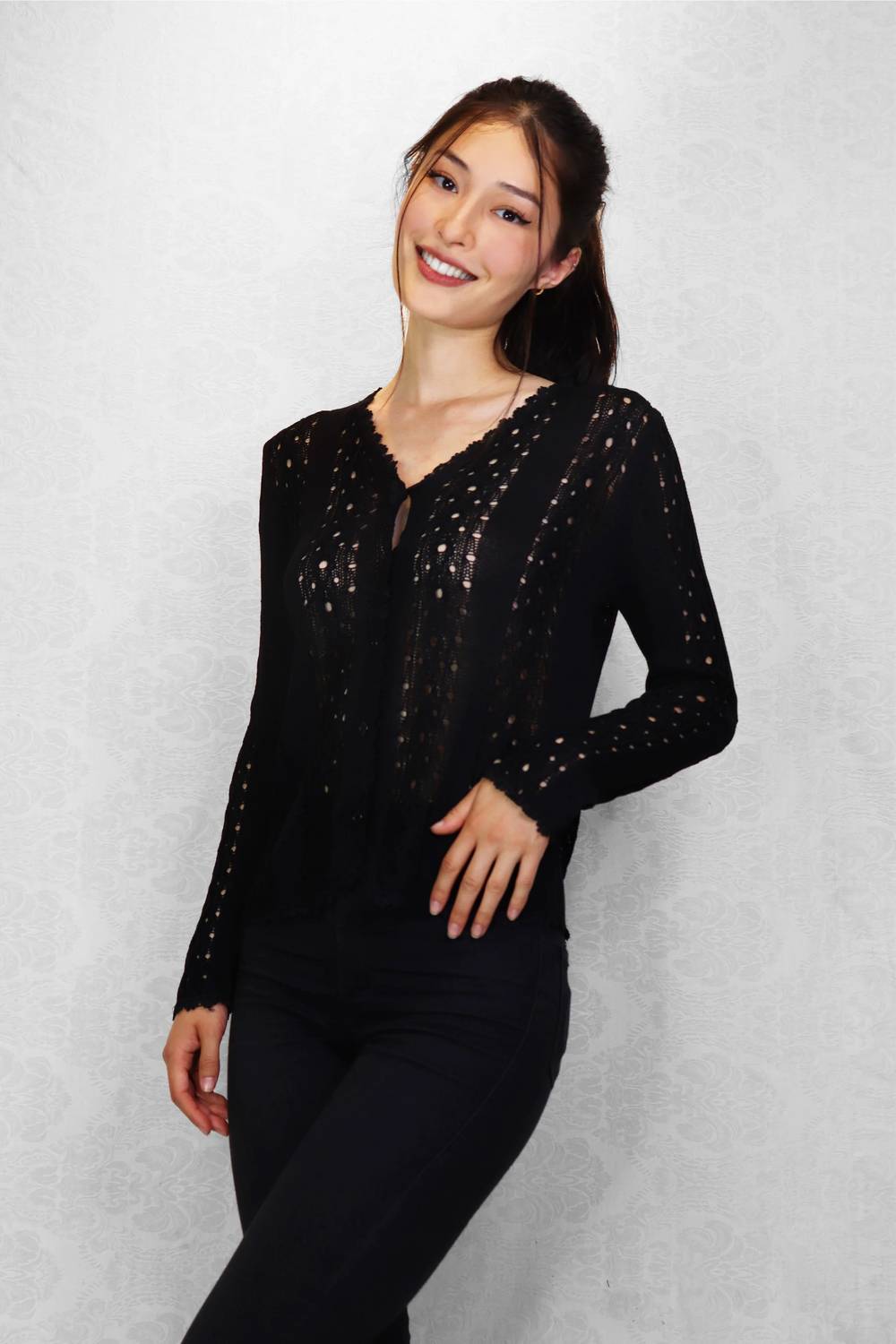 Papillon - Crochet Knit Button Front Cardigan