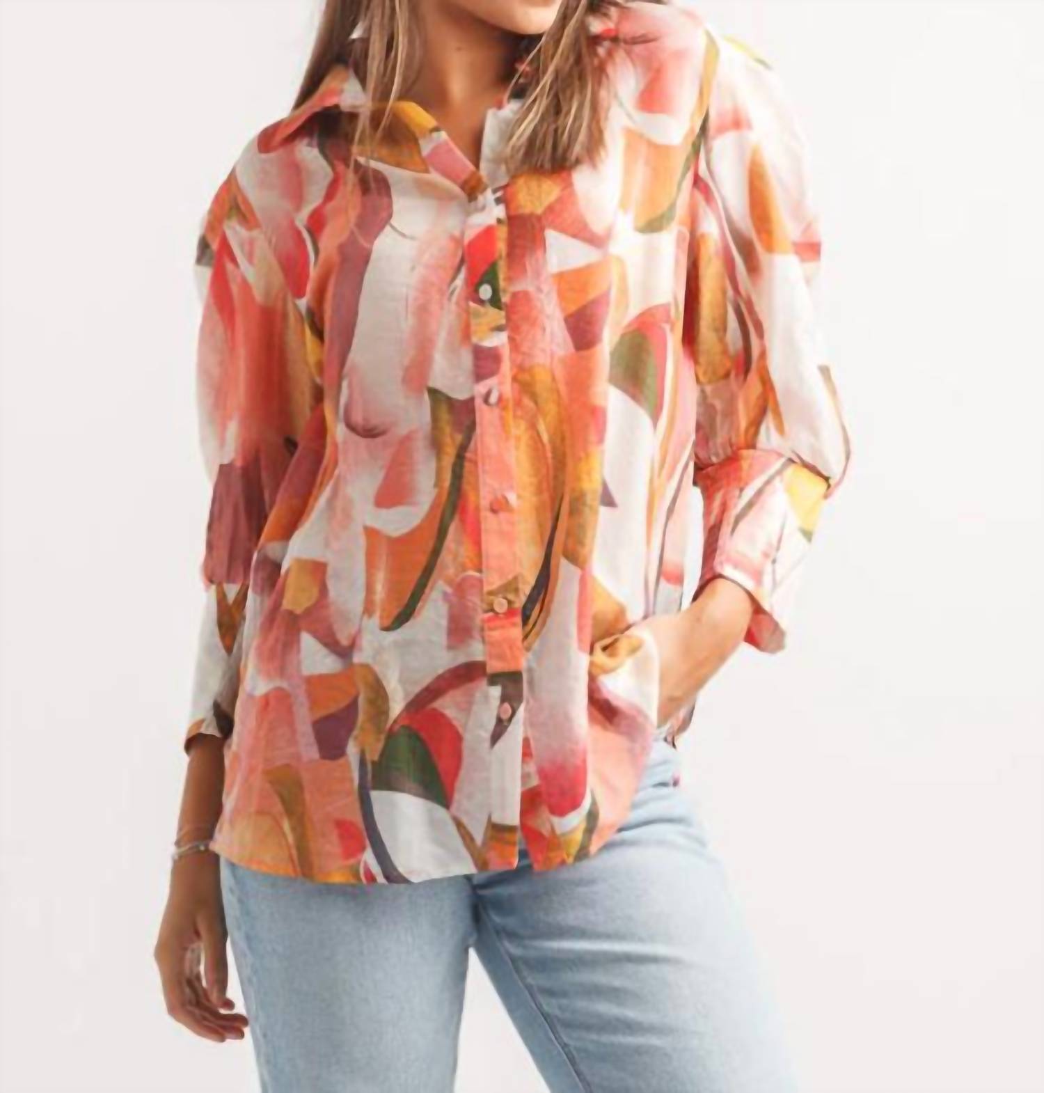 Papillon - Geo Print Shirt With Balloon Sleeves