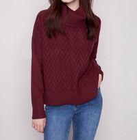 Charlie B - Cowl Neck Sweater With Side Slit And Tie Details