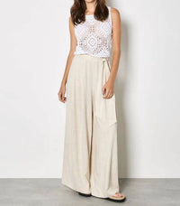 Apricot - Wide Leg Linen Trousers