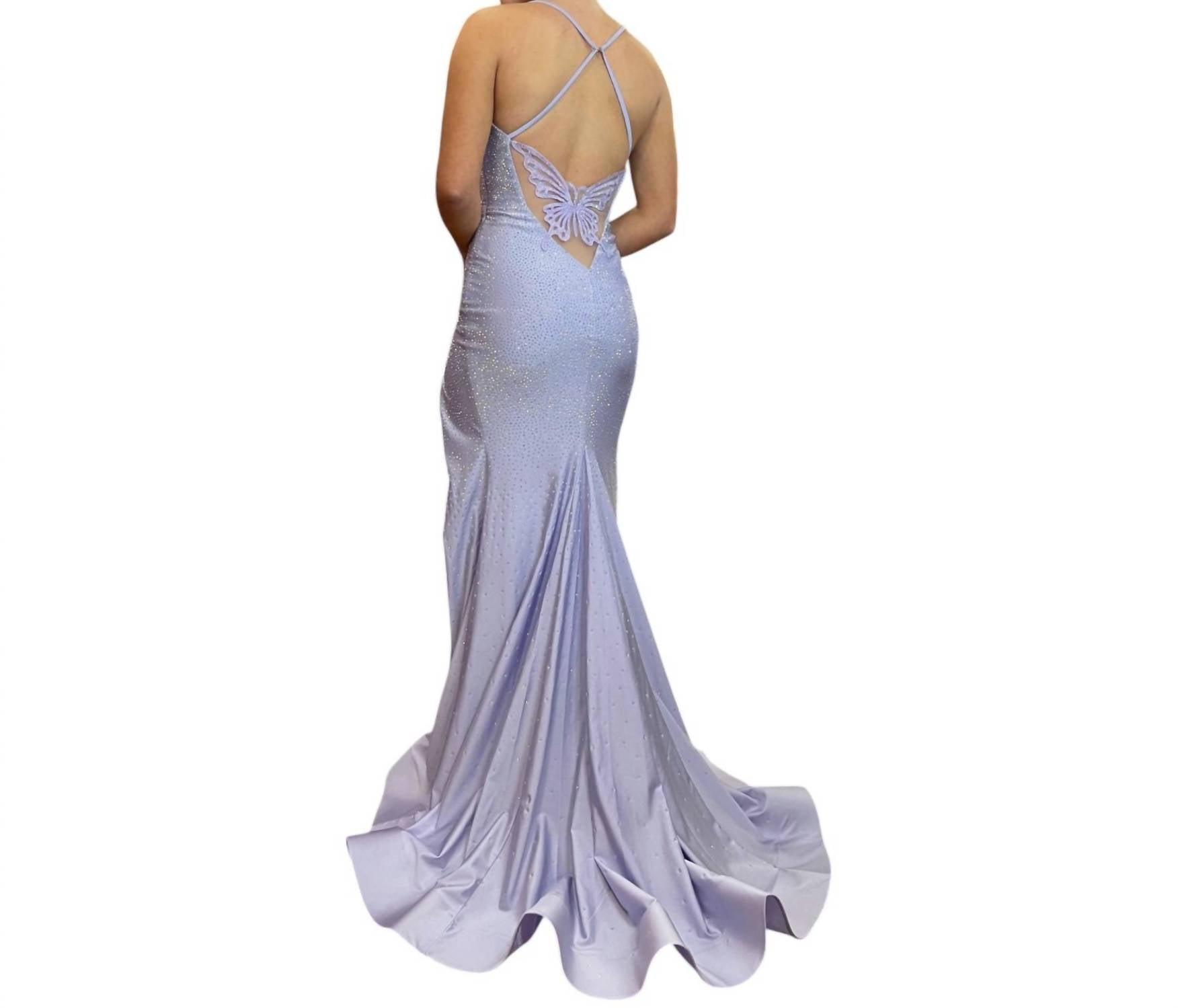 Ellie Wilde - Long V-Neck Prom Dress