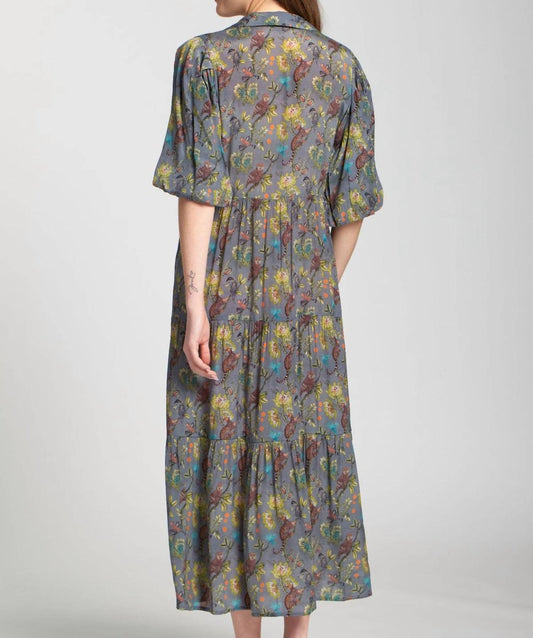 Apny - Jungle Print Long Tier Dress