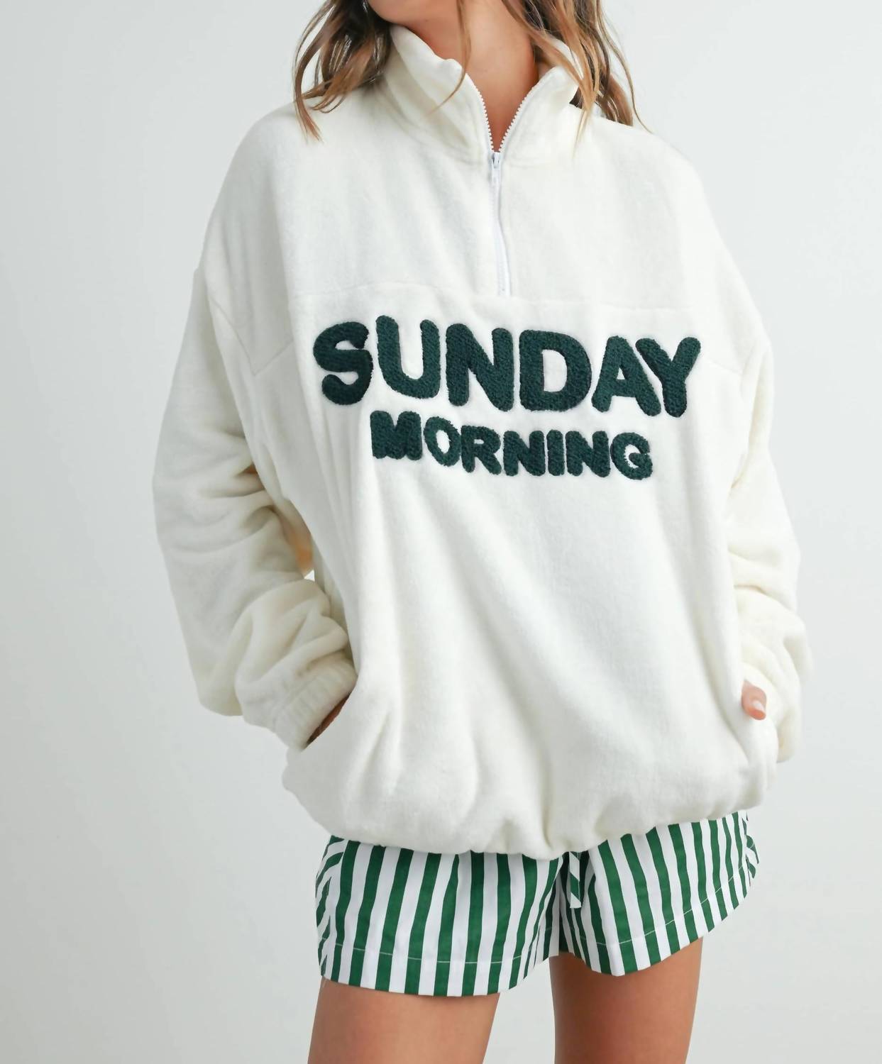 Buttermelon - Sunday Morning Half-zip Pullover Sweatshirt