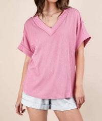 New In - Soft Ribbed V Neck Top