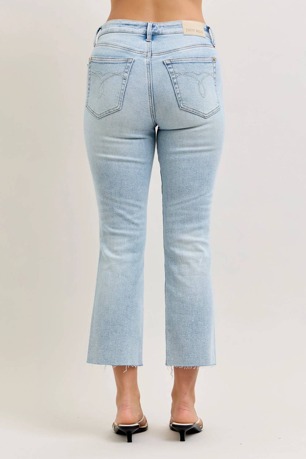 Judy Blue - Mid Rise Kick Flare With Raw Hem Jeans