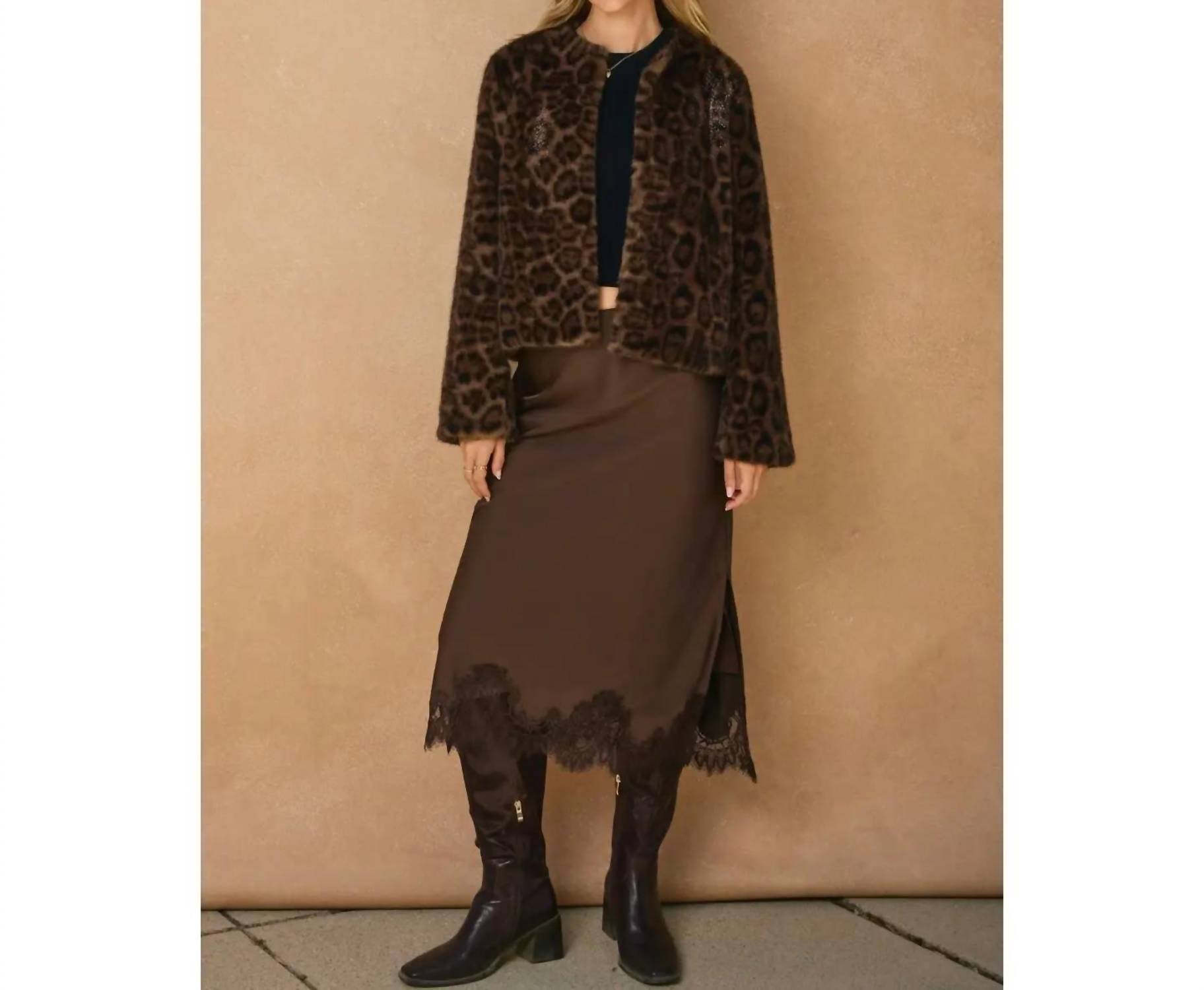 Dress Forum - Sienna Satin Lace Hem Pencil Midi Skirt