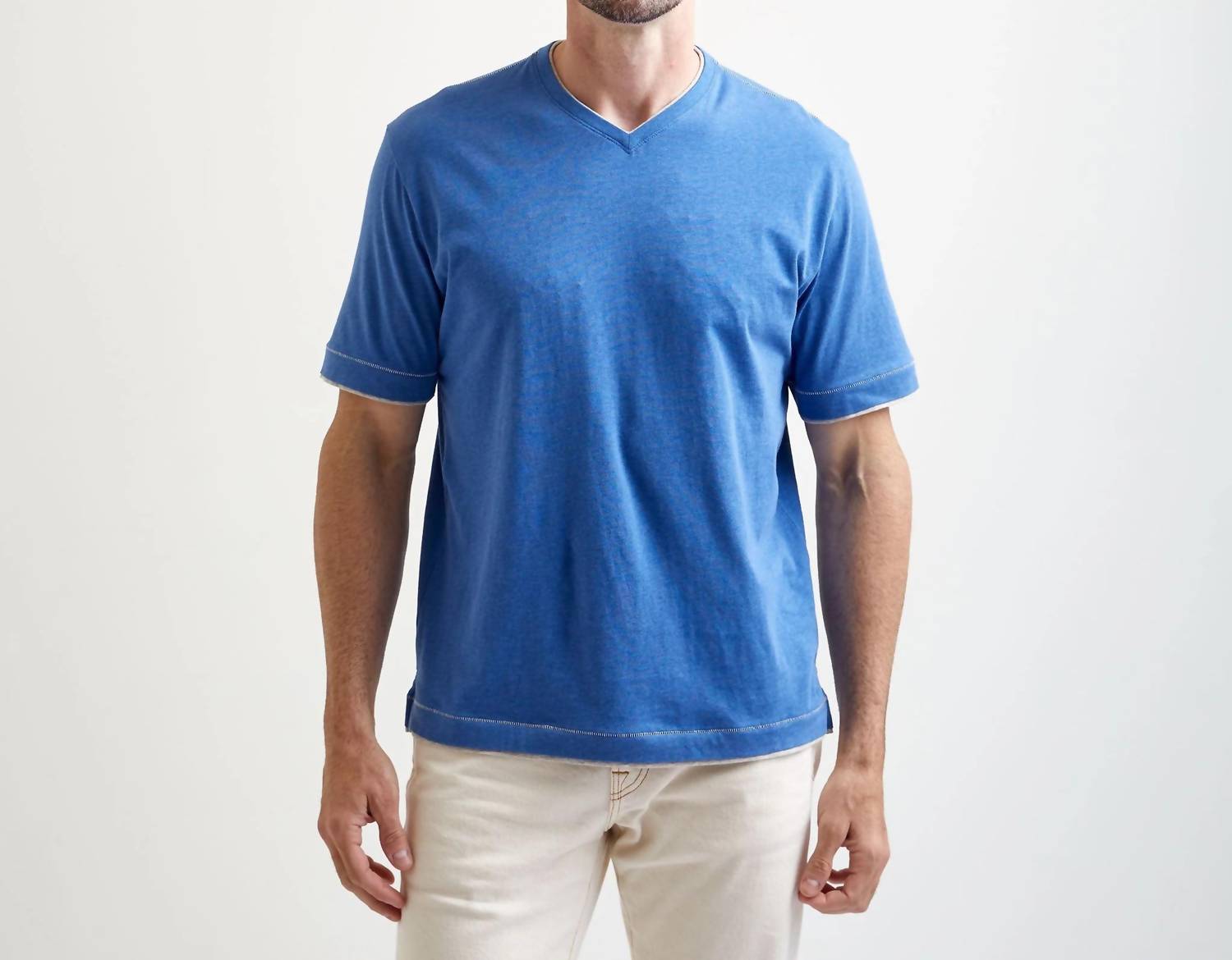 Left Coast Tee - County Line Layered Effect High V-neck Tee Shirt