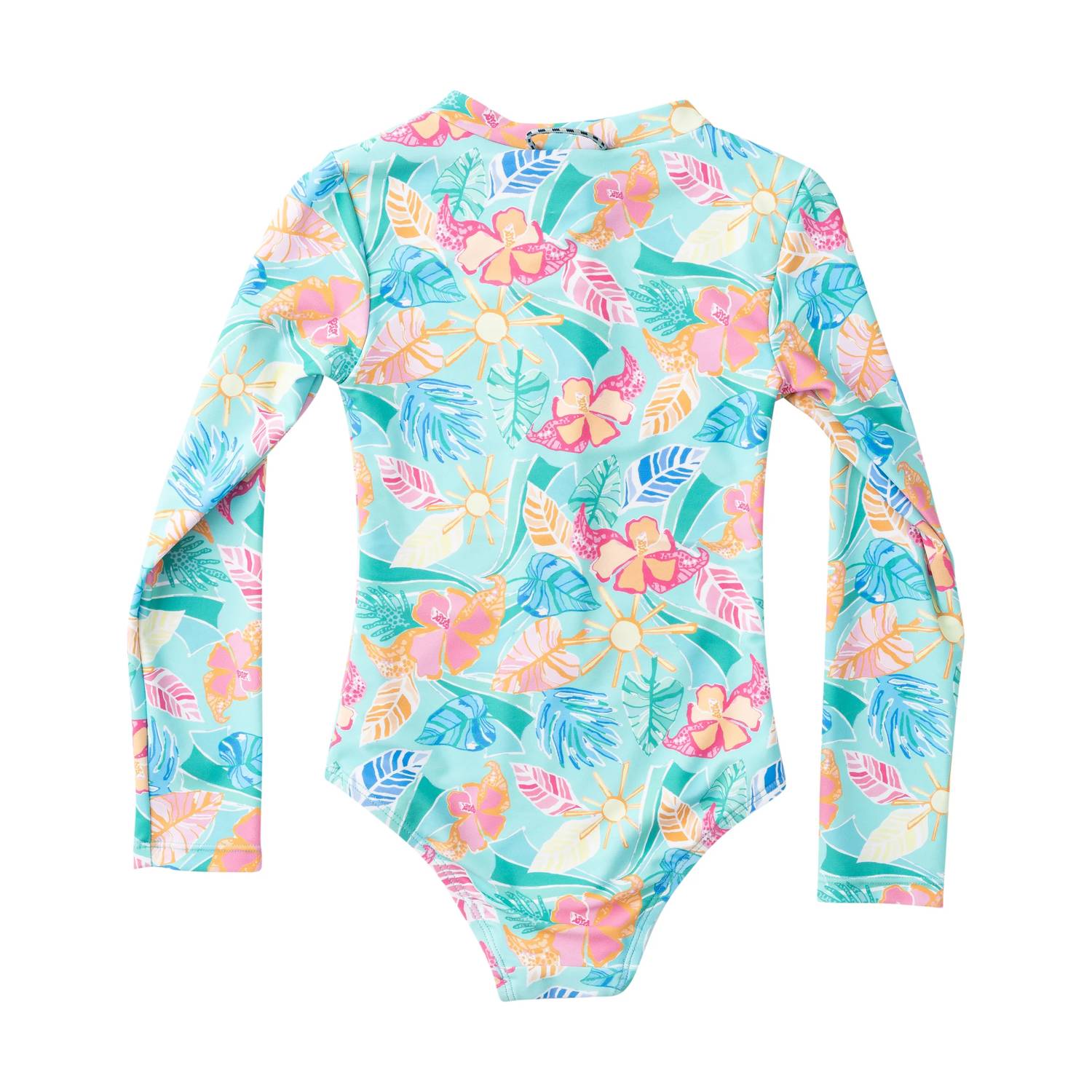 Prodoh - Girl's Palm Paradise Print Surf & Turf Zip Front Swimsuit