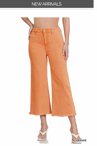Zenana - Frayed Hem Denim Capris
