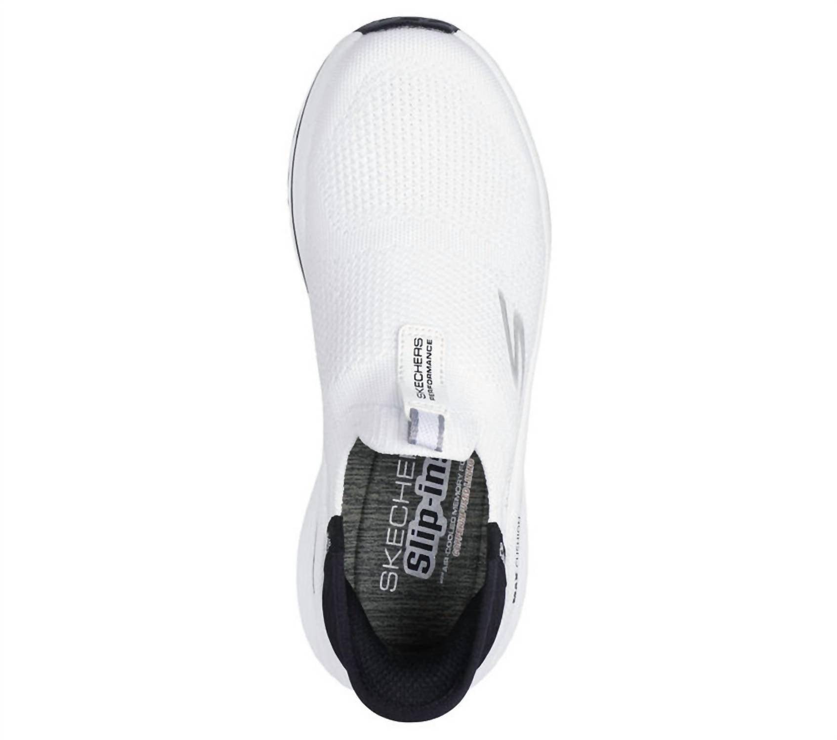 Skechers Black Max Cushioning Elite Shoes in white black - women's sneaker - detail view