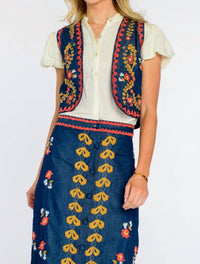 ELIZABETH AND JAMES Women's Kit Vest in denim - women's jacket