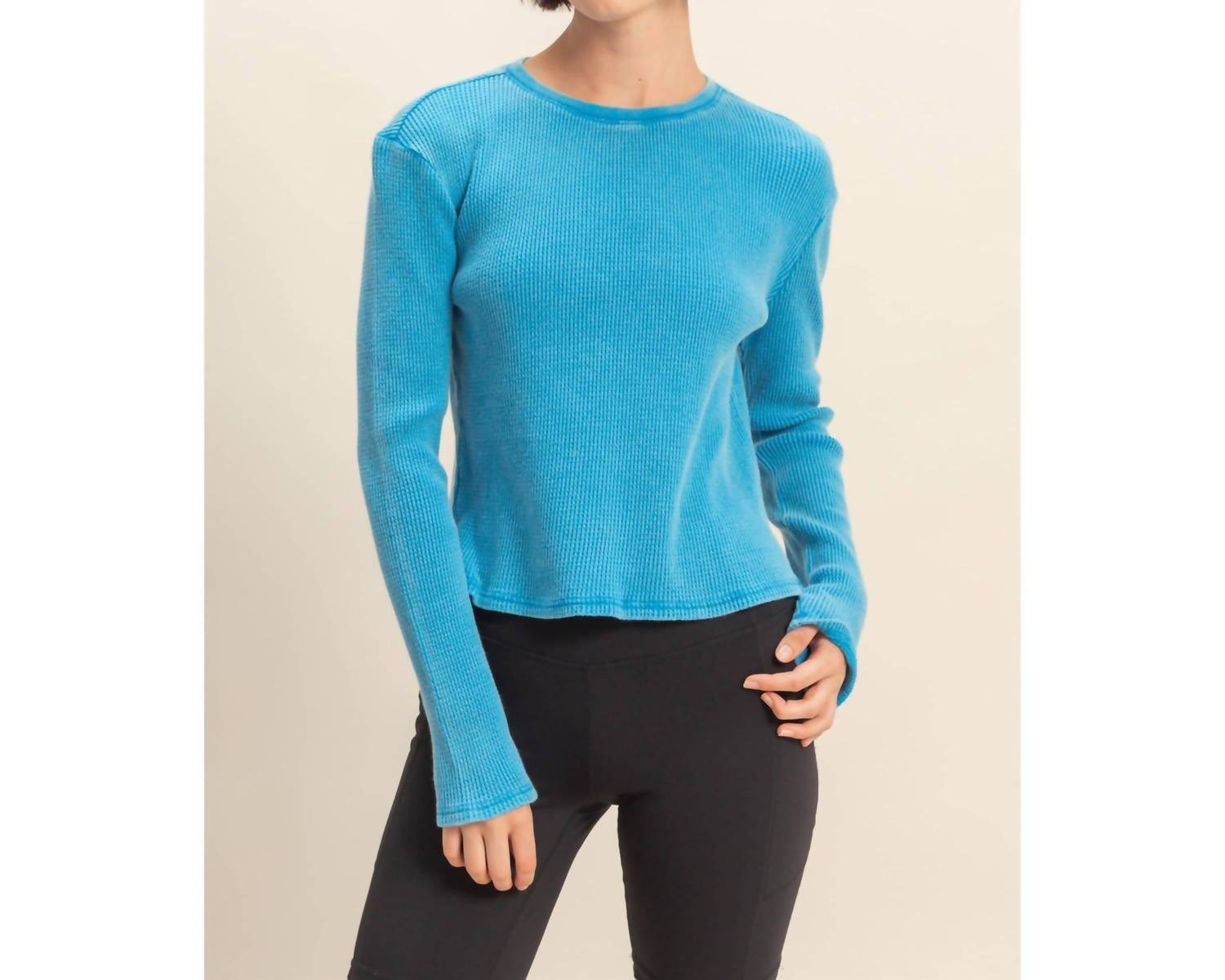 HYFVE Logan Long Sleeve Top in ocean blue - women's long sleeve top