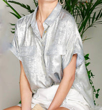 Vine & Love - Ella Button Front Short Sleeve Camp Shirt