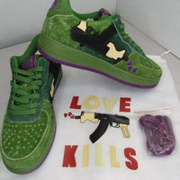 LoveKills Men's Purgers Fashion Skate Suede Sneakers in green purple - men's sneaker - detail view