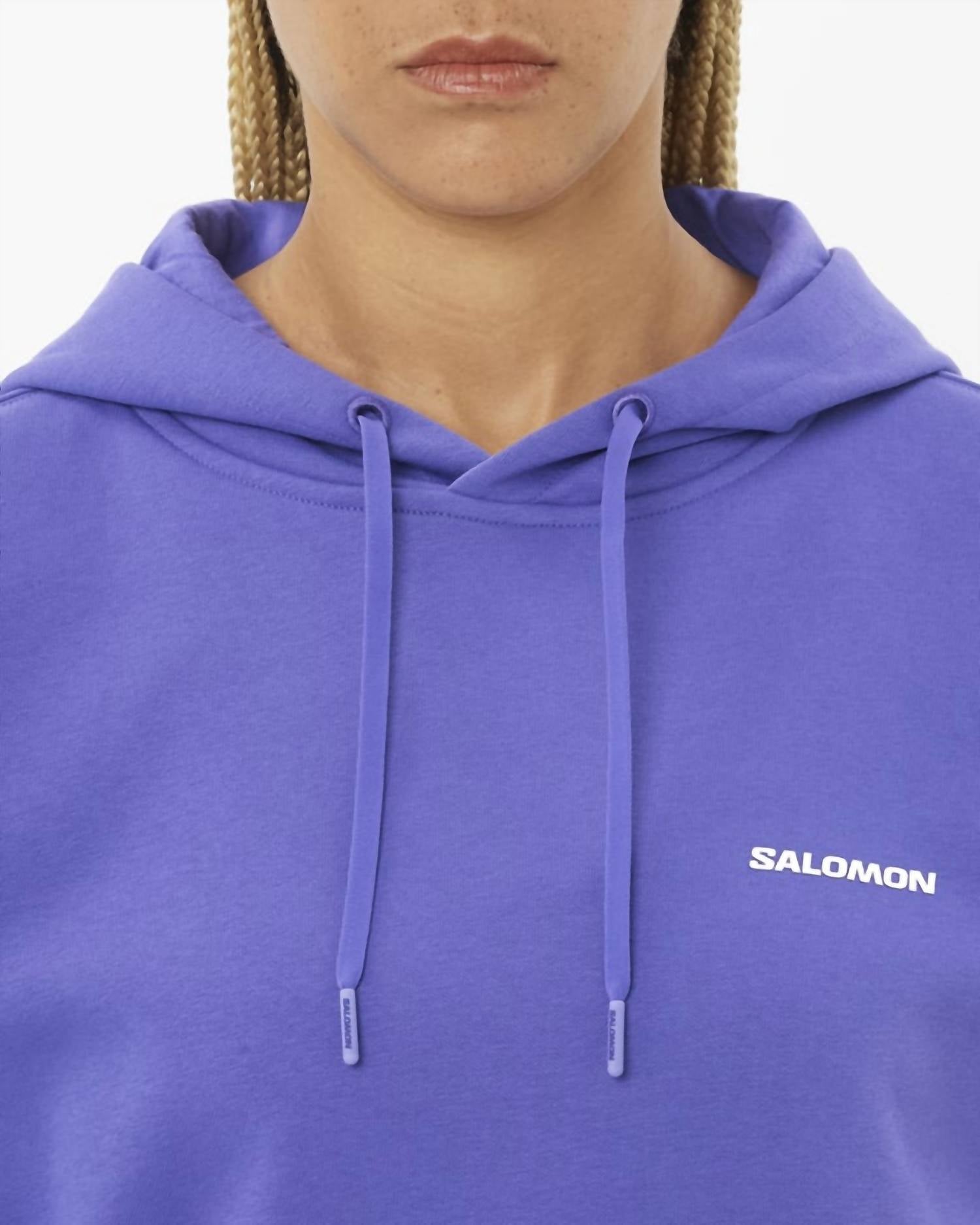SALOMON Logo Crop Hoodie in liberty - women's top - alternate view