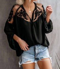Tracie's Midnight Bloom Lace Blouse in black - women's blouse
