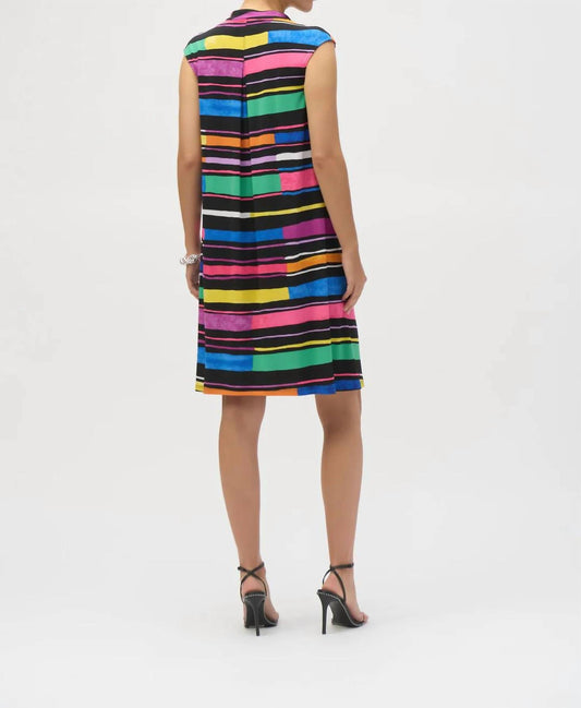 Joseph Ribkoff - V-neckline Shawl Collar Sleeveless Trapeze Dress