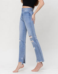 Vervet By Flying Monkey - Super High Rise Straight Ankle With Slit Detail Jeans