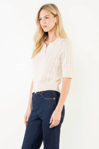Thml - Pointelle Polo Knit Top