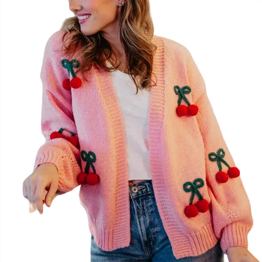 Katydid - Cherry Long Sleeve Knit Cardigan