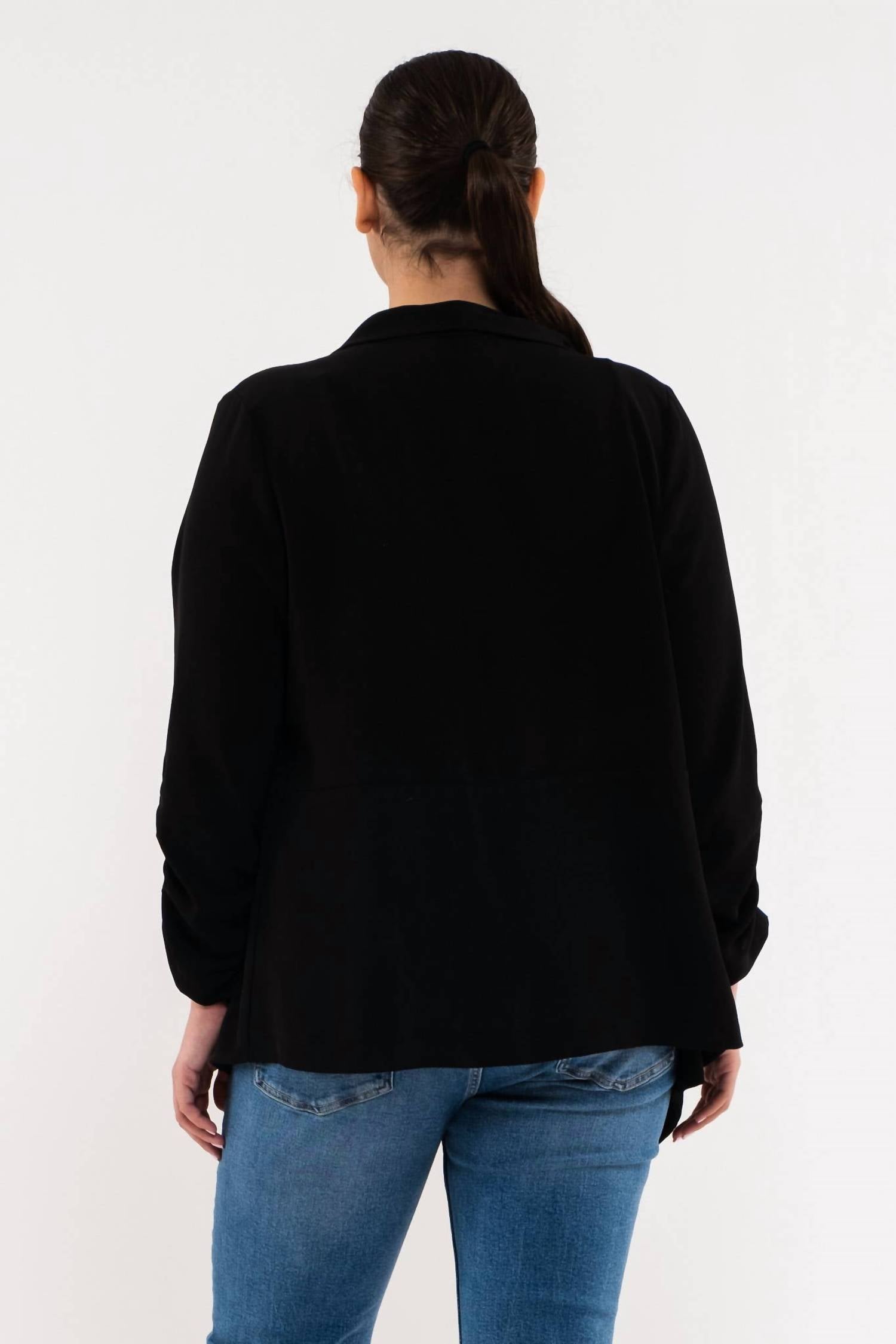 Blu Pepper - Breeze Rouched Sleeve Blazer - Plus