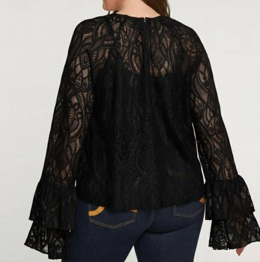 Mat Fashion - Lacey Tiered Long Sleeve Blouse